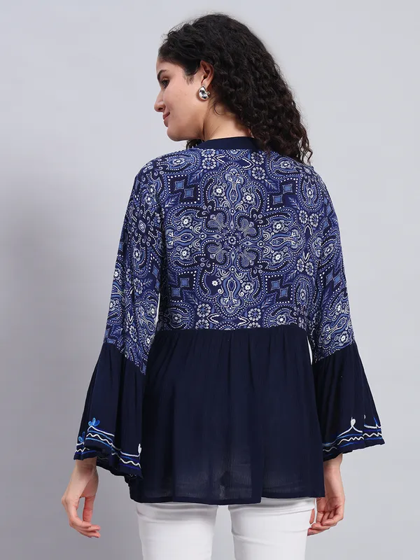 V_NECK_mandrain_collor_crochet_lace_embroidered_bell_full_sleeves_top