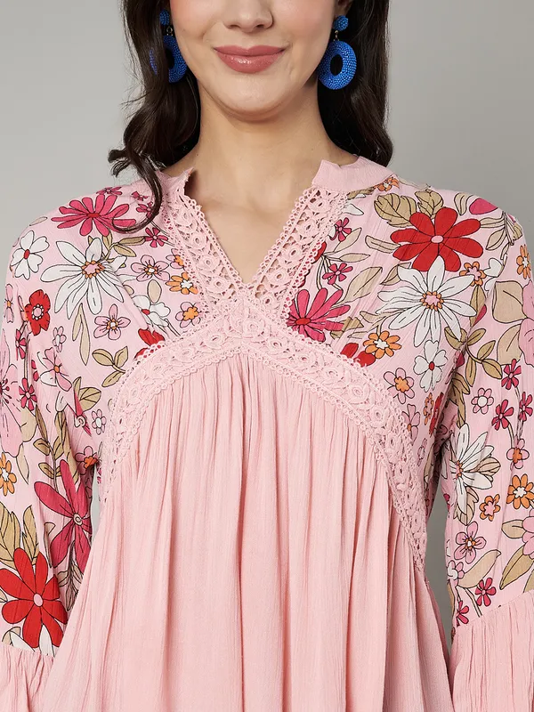 V_NECK_mandrain_collor_crochet_lace_embroidered_bell_full_sleeves_top_