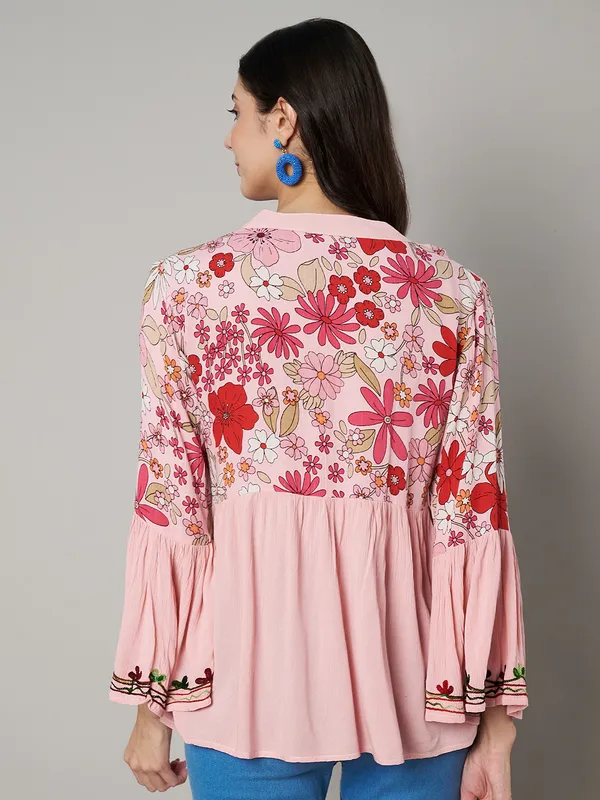 V_NECK_mandrain_collor_crochet_lace_embroidered_bell_full_sleeves_top_