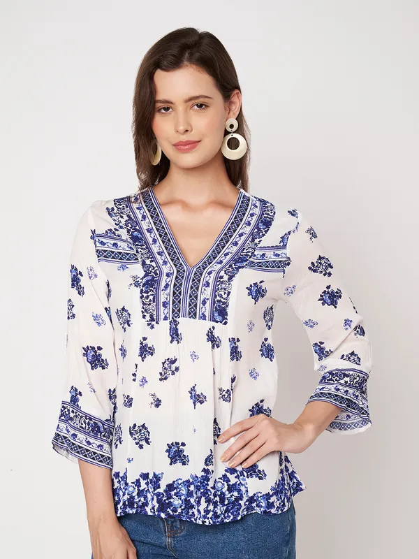 V_neck_full_sleeves_placemnent_printed_short_kurti