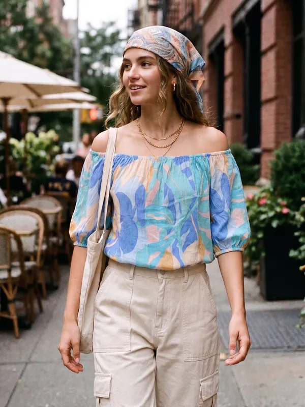 elastic_at_neck,sleeves_and_bottom,off_shoulder_neck_,_adjustable_length,3/4_slevees
