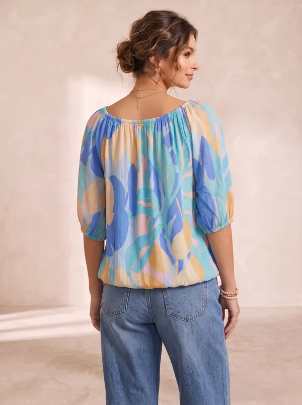 elastic_at_neck,sleeves_and_bottom,off_shoulder_neck_,_adjustable_length,3/4_slevees