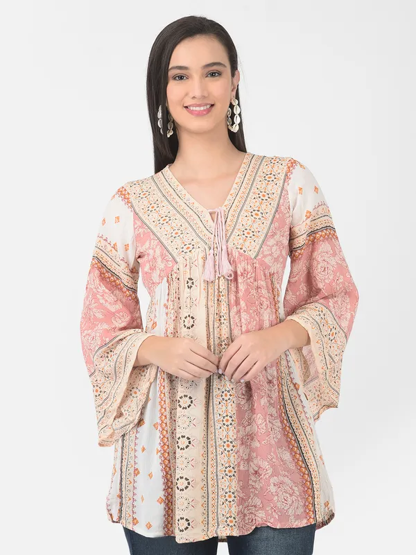 Pink_Floral_Printed__Casual_Stylish_Longline_Top_For_Women_Short_Kurta