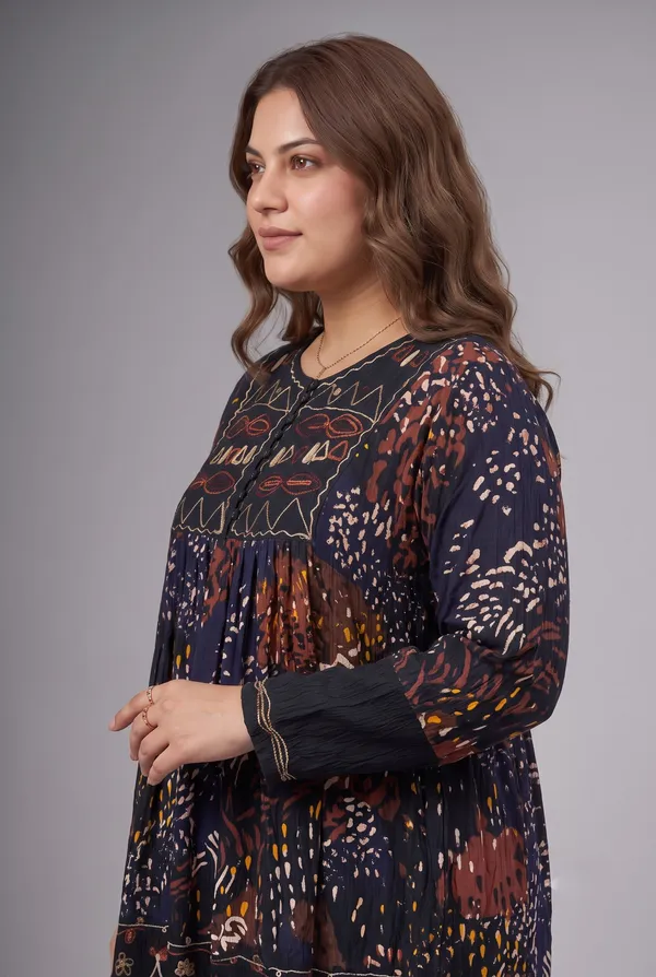round_neck_,printed_full_sleeves,_half_front_open_buttons_Embroidered_short_tunic_kurti