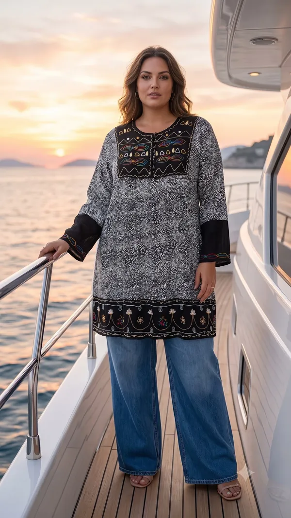 round_neck_,printed_full_sleeves,_half_front_open_buttons_Embroidered_short_tunic_kurti