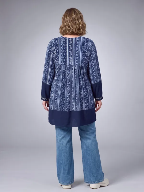 round_neck_,printed_full_sleeves,_half_front_open_buttons_Embroidered_short_tunic_kurti