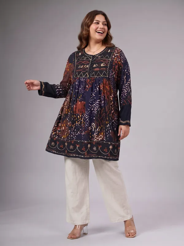 round_neck_,printed_full_sleeves,_half_front_open_buttons_Embroidered_short_tunic_kurti