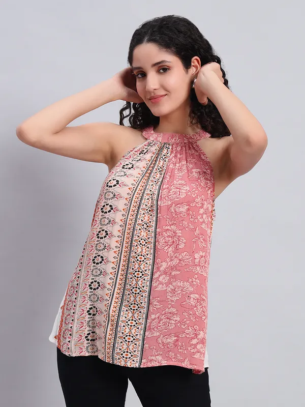 sleeveless_round_neck_,tie_at_back_halter__printed_top