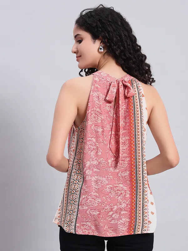 sleeveless_round_neck_,tie_at_back_halter__printed_top