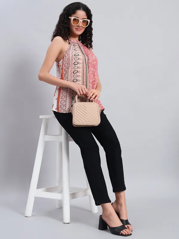 sleeveless_round_neck_,tie_at_back_halter__printed_top