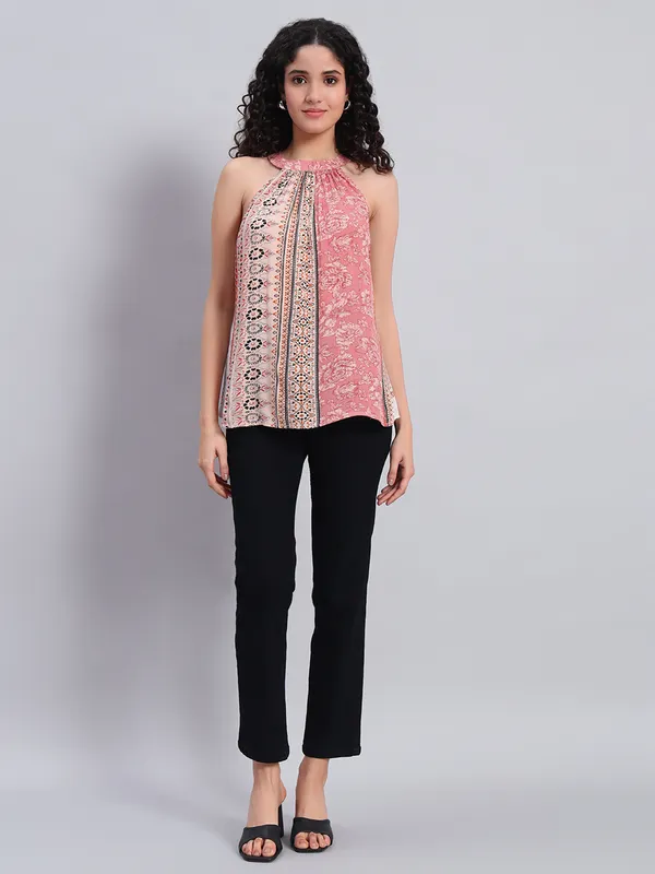 sleeveless_round_neck_,tie_at_back_halter__printed_top