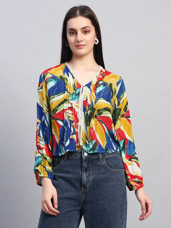 V_Neck_Full_Sleeves__Lace_Detailing_Printed_Top