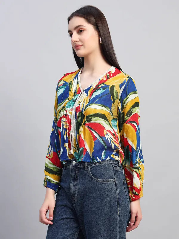 V_Neck_Full_Sleeves__Lace_Detailing_Printed_Top