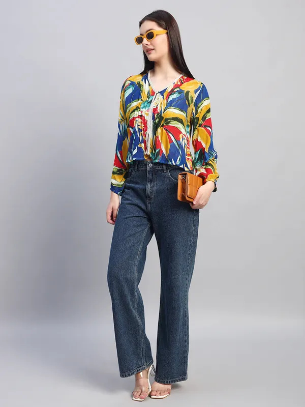V_Neck_Full_Sleeves__Lace_Detailing_Printed_Top