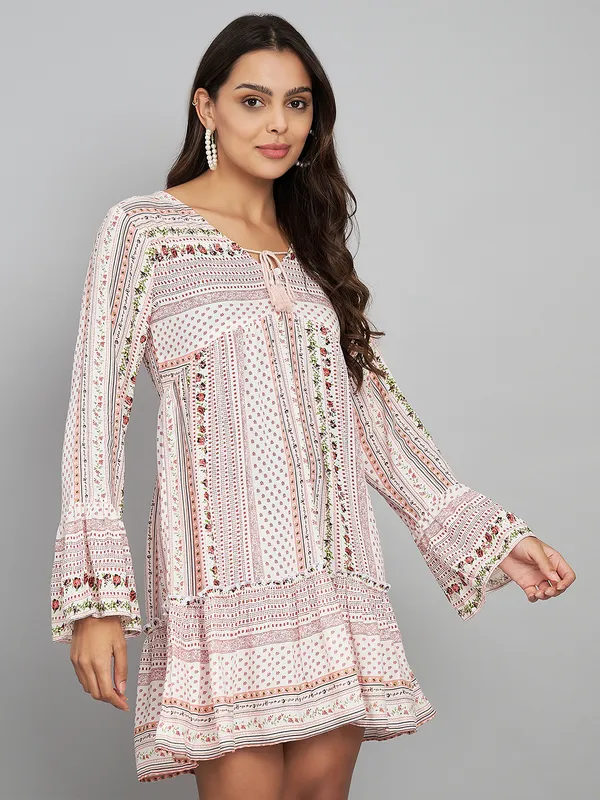 V_neck_long,_full_sleeves,_printed_Dress_WITH_DORI_AT_NECK