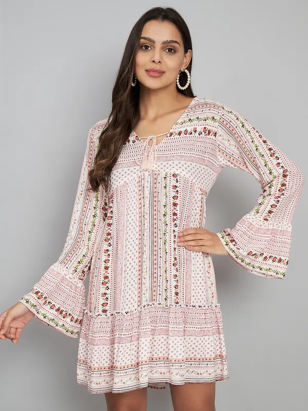V_neck_long,_full_sleeves,_printed_Dress_WITH_DORI_AT_NECK