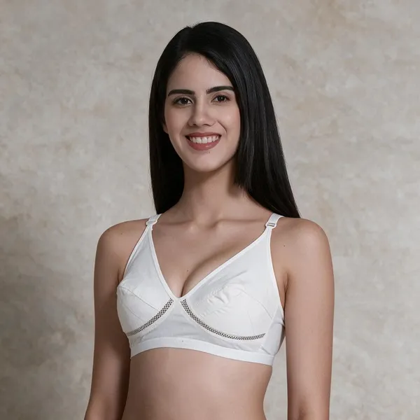 White_Cotton_Non-Padded_Full_Coverage_Lace_Bra_For_Women