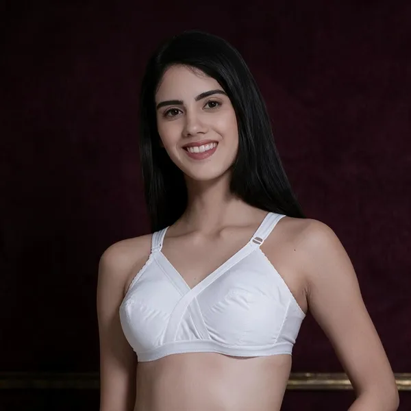 White_Cotton_Non-Padded_Full_Coverage_Lace_Bra_For_Women