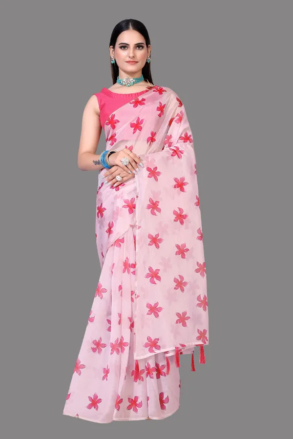 Soft_Silk_Organza_Saree_with_Gold_Zari_Border_-_Perfect_for_Party,_Wedding_and_Festival