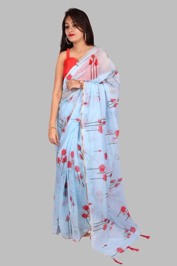 Soft_Silk_Organza_Saree_with_Gold_Zari_Border_-_Perfect_for_Party,_Wedding_and_Festival