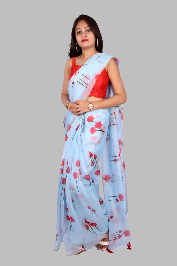 Soft_Silk_Organza_Saree_with_Gold_Zari_Border_-_Perfect_for_Party,_Wedding_and_Festival