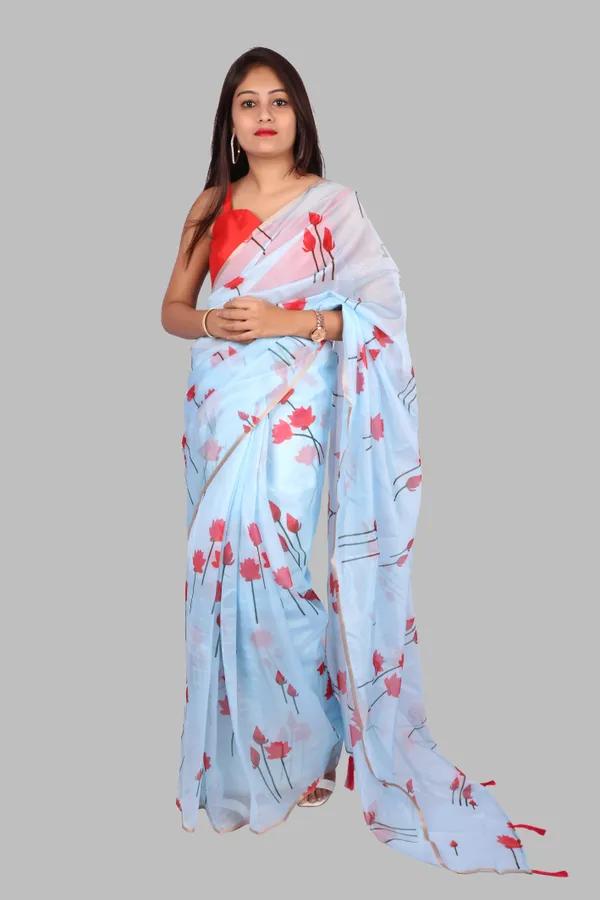 Soft_Silk_Organza_Saree_with_Gold_Zari_Border_-_Perfect_for_Party,_Wedding_and_Festival