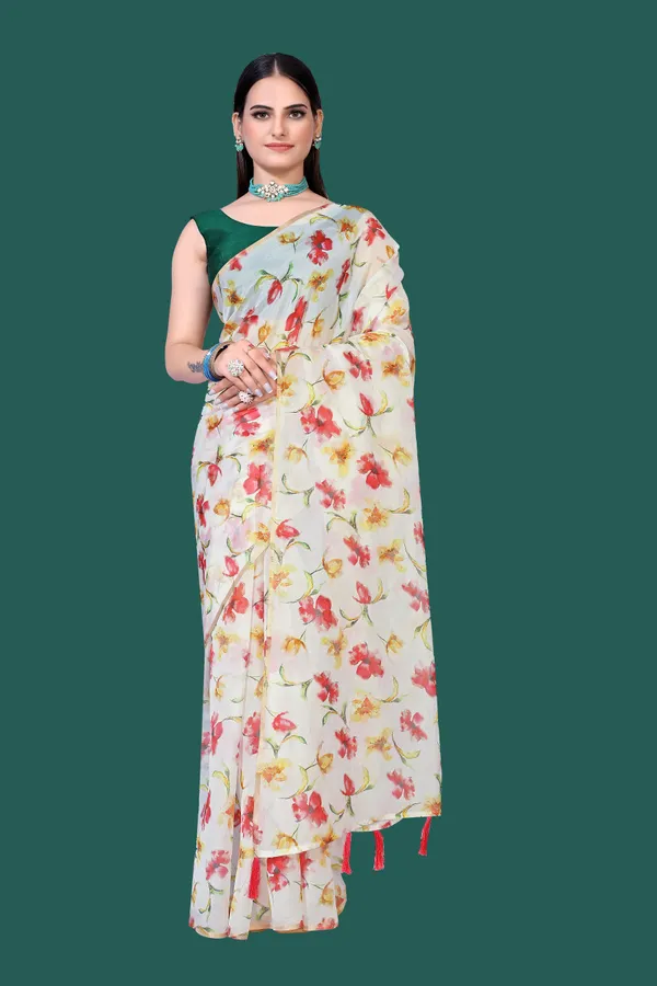 Soft_Silk_Organza_Saree_with_Gold_Zari_Border_-_Perfect_for_Party,_Wedding_and_Festival