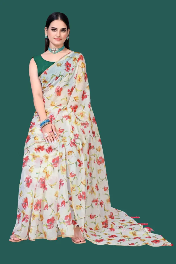 Soft_Silk_Organza_Saree_with_Gold_Zari_Border_-_Perfect_for_Party,_Wedding_and_Festival