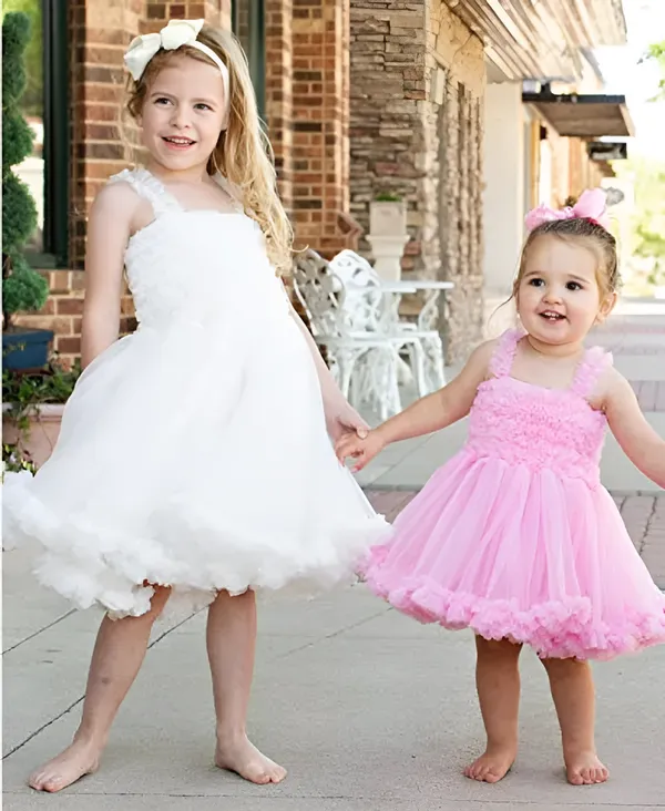 Pink_Net_Solid_Square_Neck_Dress_For_Girls