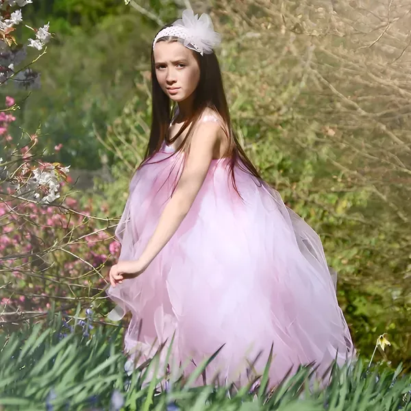 Pink_Net_Solid_Square_Neck_Dress_For_Girls