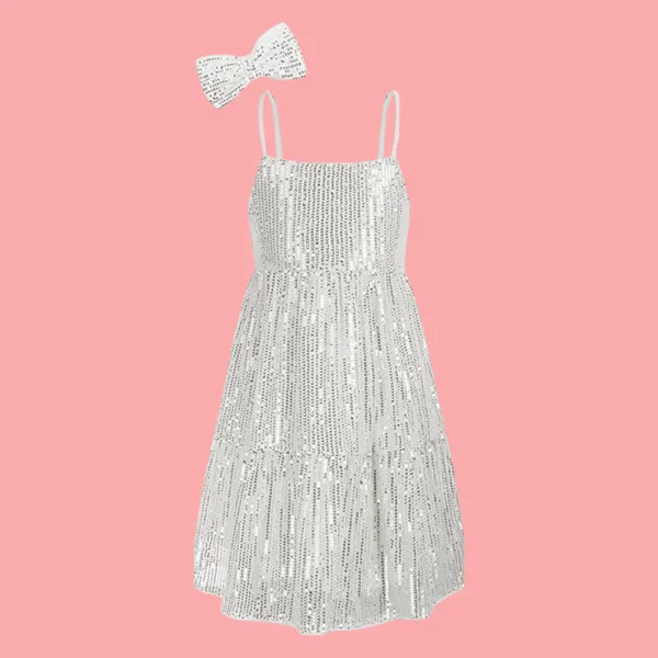 Silver_Cotton_Sequined_Square_Neck_Dress_For_Girls