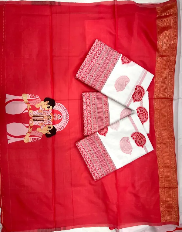 White_And_Red_Beautiful_Rich_Pallu_Jacqard_Saree_With_Unstiched_Blouse_For_Women