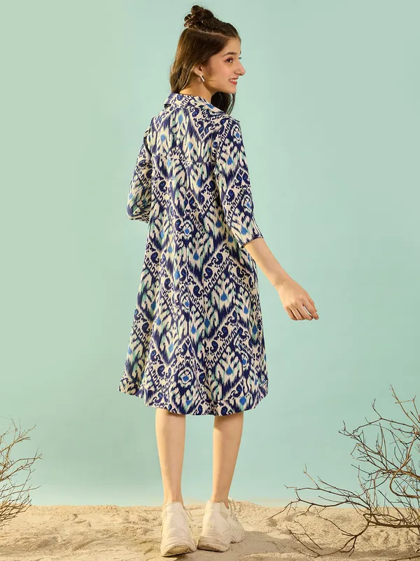 Girls_Printed_Empire_Knee_Length_Dress_|_Blue