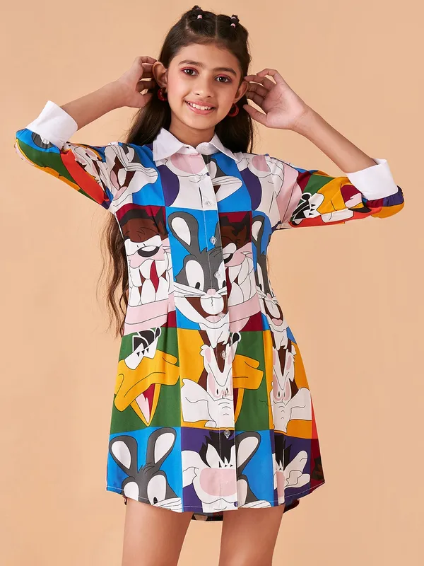 Multicolor_Dress_for_Girl_|_Shirt_Midi_Casual