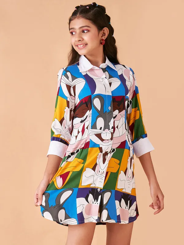 Multicolor_Dress_for_Girl_|_Shirt_Midi_Casual