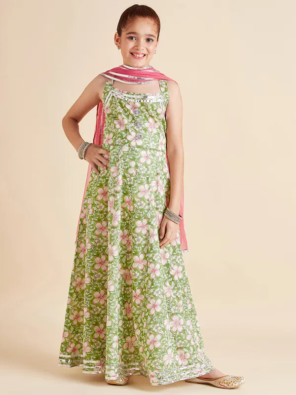 Green__Dress_for_Girl_|_Floral_Maxi_Gown