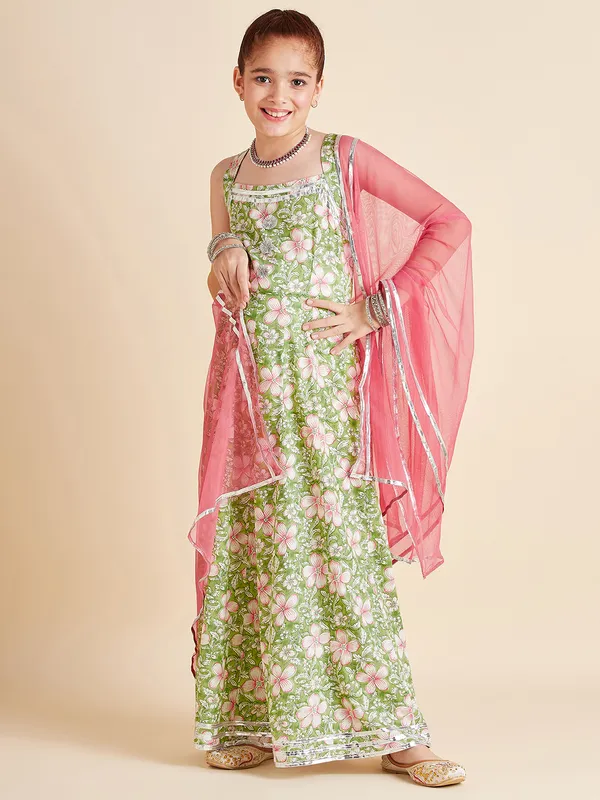 Green__Dress_for_Girl_|_Floral_Maxi_Gown