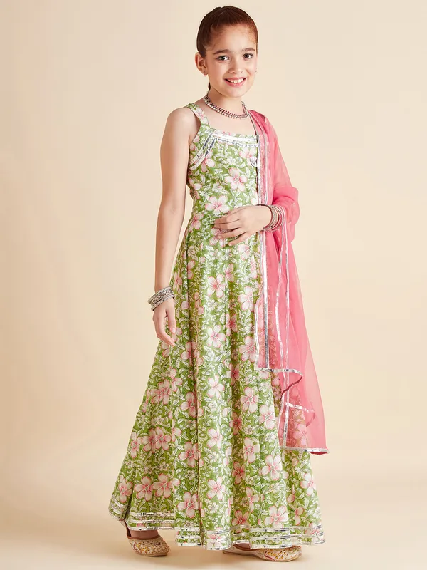Green__Dress_for_Girl_|_Floral_Maxi_Gown
