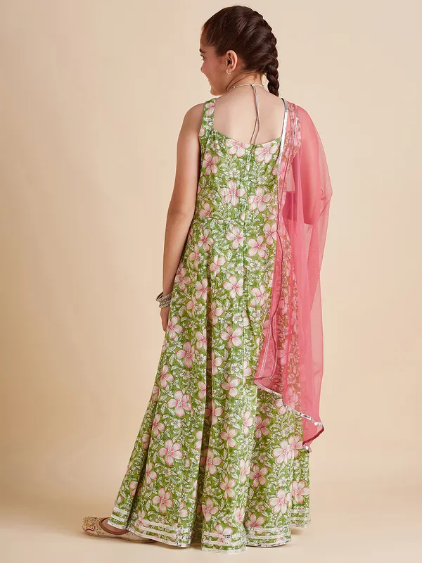 Green__Dress_for_Girl_|_Floral_Maxi_Gown