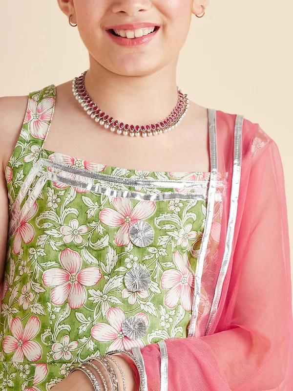 Green__Dress_for_Girl_|_Floral_Maxi_Gown