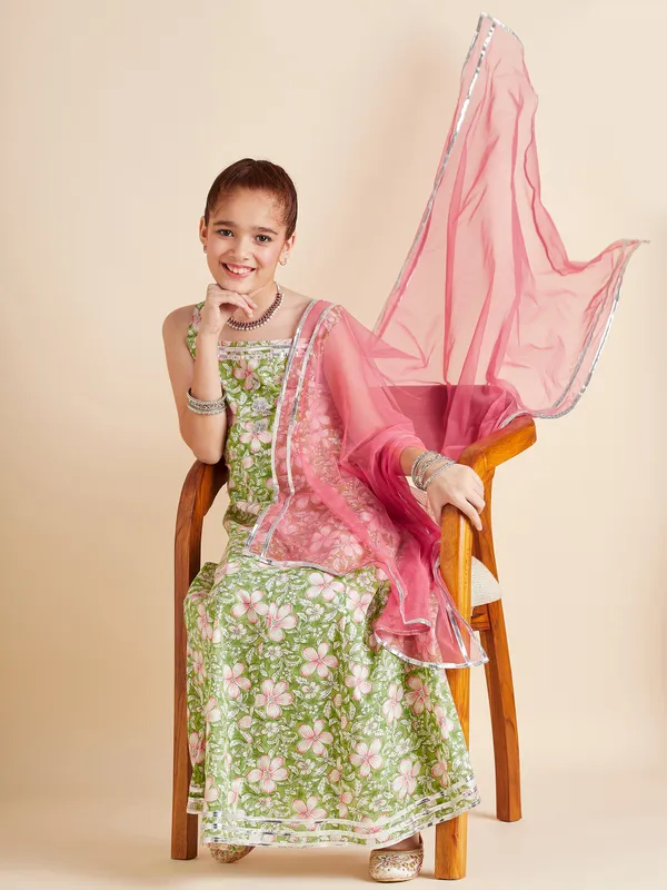 Green__Dress_for_Girl_|_Floral_Maxi_Gown