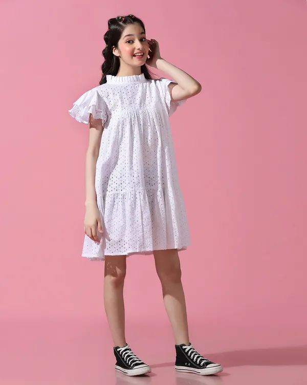 White_Round_neck_dress_|_Premium_cotton_Fabric_with_zipper