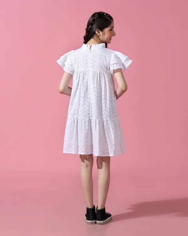 White_Round_neck_dress_|_Premium_cotton_Fabric_with_zipper