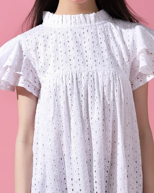 White_Round_neck_dress_|_Premium_cotton_Fabric_with_zipper