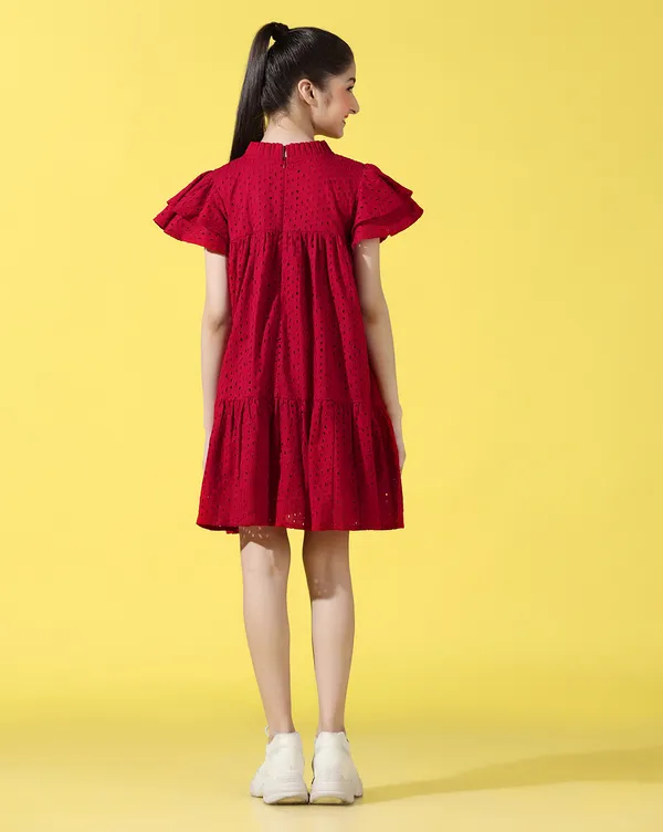 Maroon_Round_neck_dress_|_Premium_cotton_Fabric_with_zipper