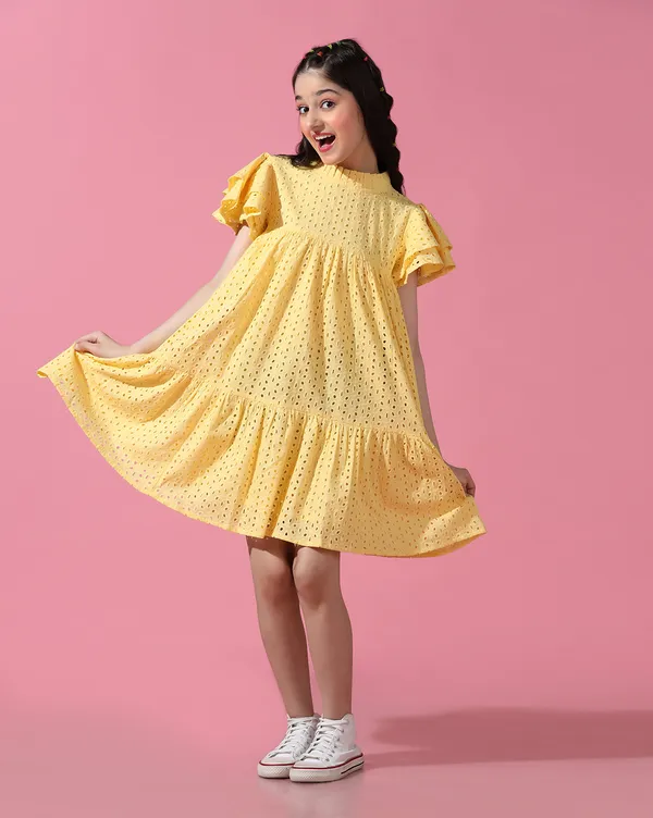 Yellow_Round_neck_dress_|_Premium_cotton_Fabric_with_zipper