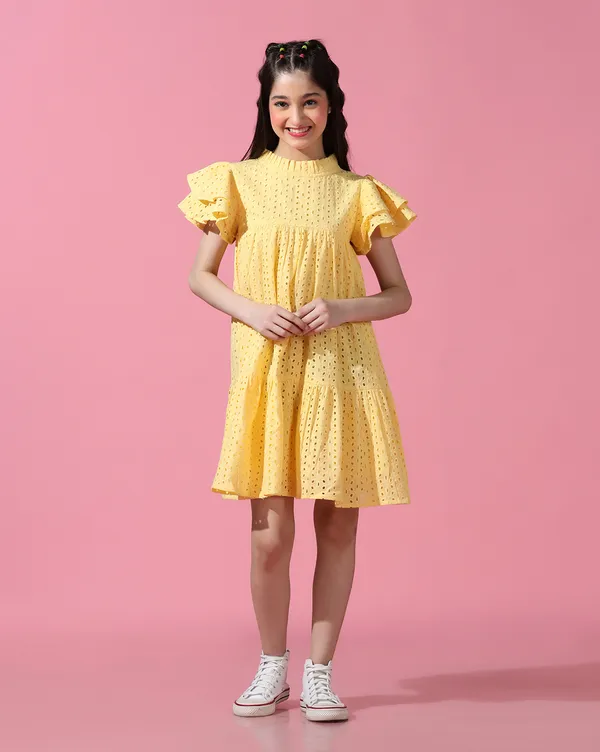 Yellow_Round_neck_dress_|_Premium_cotton_Fabric_with_zipper