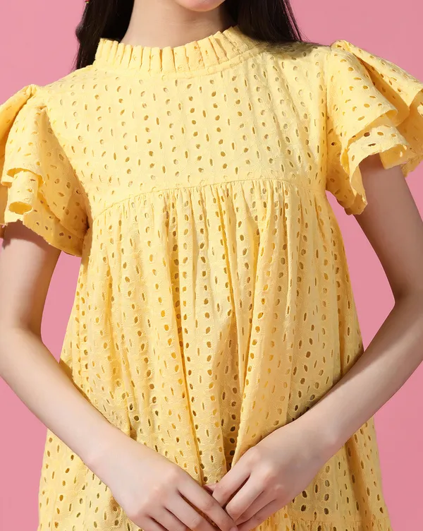 Yellow_Round_neck_dress_|_Premium_cotton_Fabric_with_zipper