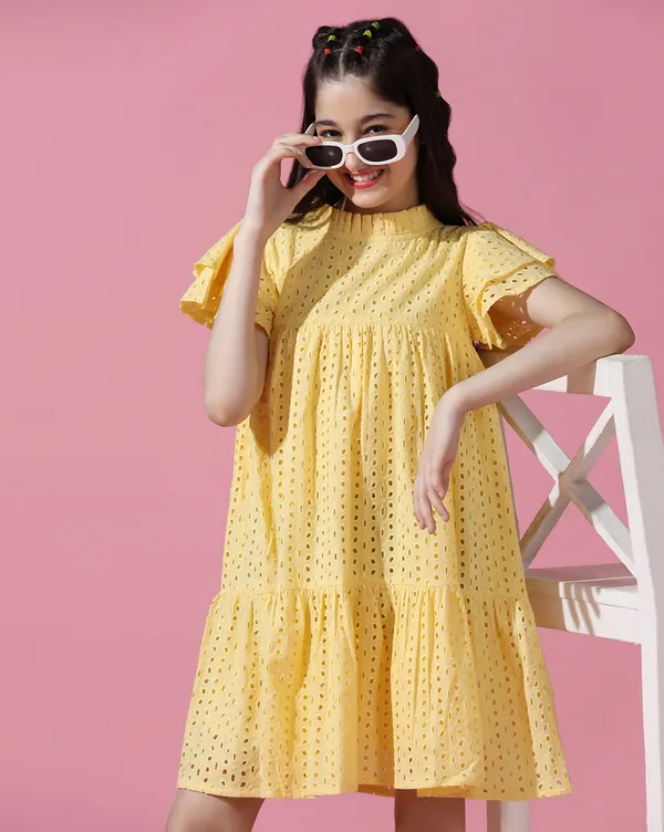 Yellow_Round_neck_dress_|_Premium_cotton_Fabric_with_zipper