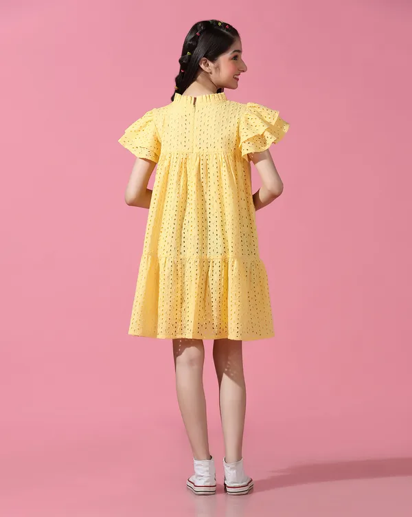 Yellow_Round_neck_dress_|_Premium_cotton_Fabric_with_zipper